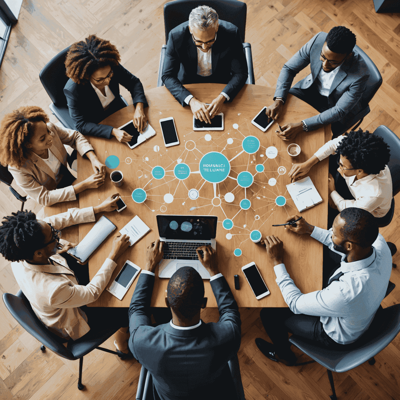 A team of diverse professionals collaborating around a table, representing the importance of embracing innovation and working together to adapt to market changes